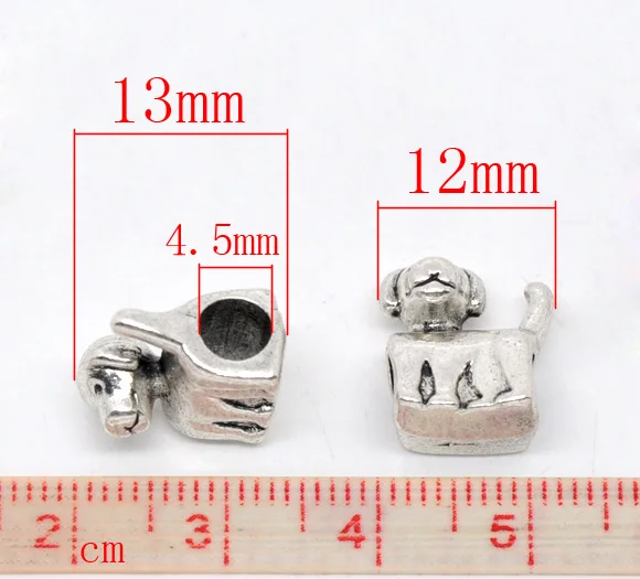 Серебряные украшения doreenbeads Dog/Doggie Charm Beads европейские Шарм 13x12 мм 20 шт.