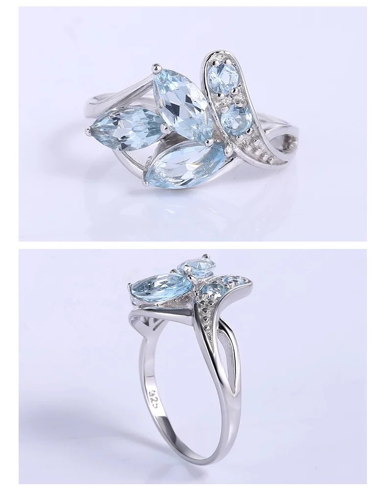 GEM'S балетные классические 925 пробы серебряные серьги набор колец для женщин Свадебные украшения с голубым топазом