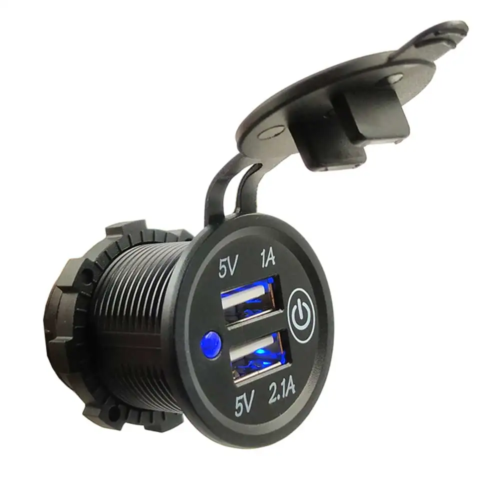 DC12V-24V Автомобиль Грузовик Мотоцикл лодка прикуриватель двойной USB зарядное устройство адаптер питания от сети штекер с сенсорным переключателем Универсальный