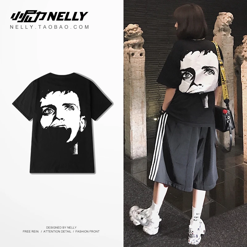 Мужская и женская футболка с коротким рукавом NELLY принтом персонажа из