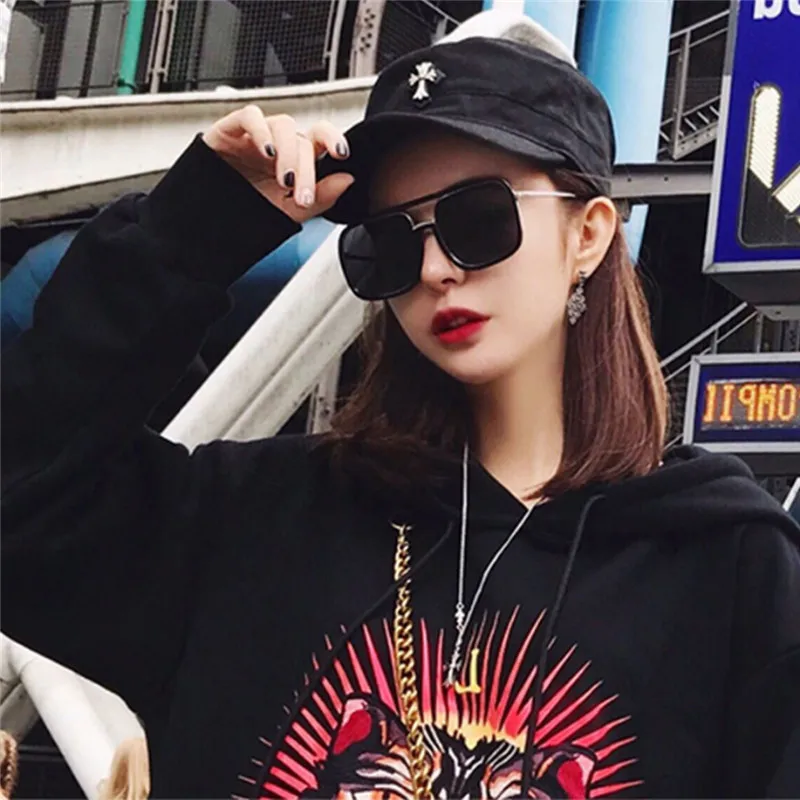 Брендовая Дизайнерская обувь дамы негабаритных Квадратные Солнцезащитные очки