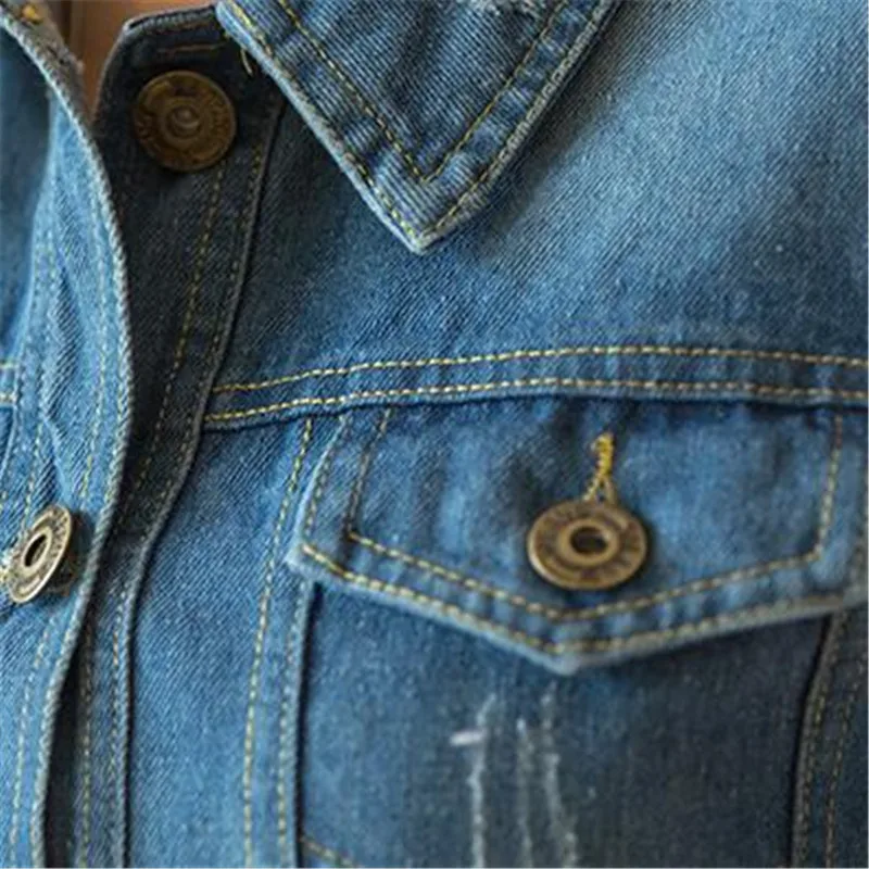 Новинка 2017 женская джинсовая куртка Весенняя мода рваные джинсы пальто с длинным