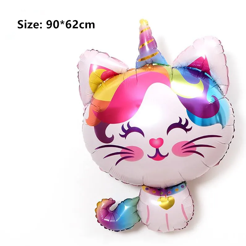 Unicorn Cat 1 шт. Единорог шарики для вечеринок Радуга декорации с днем рождения улыбка фольга декоративные воздушные шары животных Радуга лошадь материалы для вечеринок с шарами - Цвет: Unicorn Cat