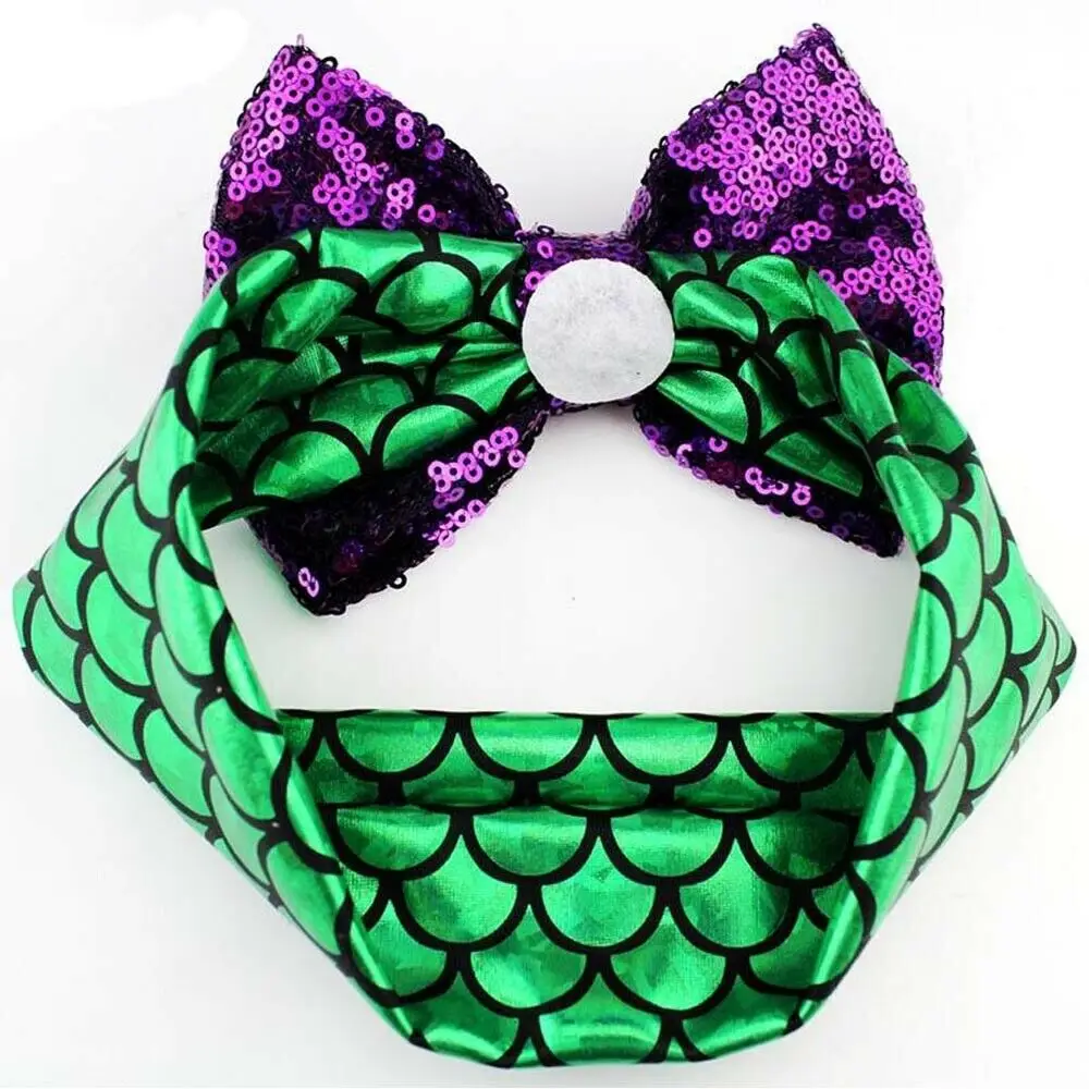 Повязка на голову с бантиком и блестками для маленьких девочек Цвет черный белый