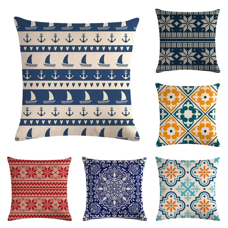 45 см * геометрический дизайн лодки льняные/Хлопковые наволочки на диване