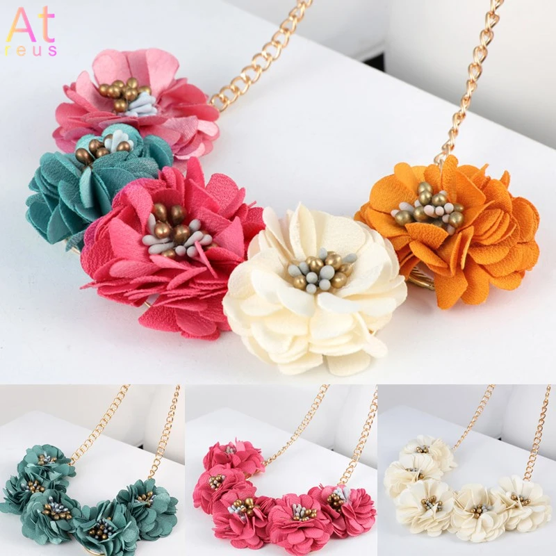 Большое тканевое цветочное ожерелье для женщин свадебное ювелирное изделие