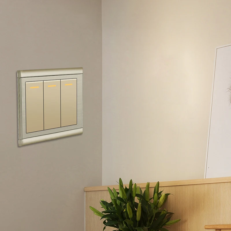 Настенный переключатель цвета шампанского 1/2/3 клавиши 1/2 направления