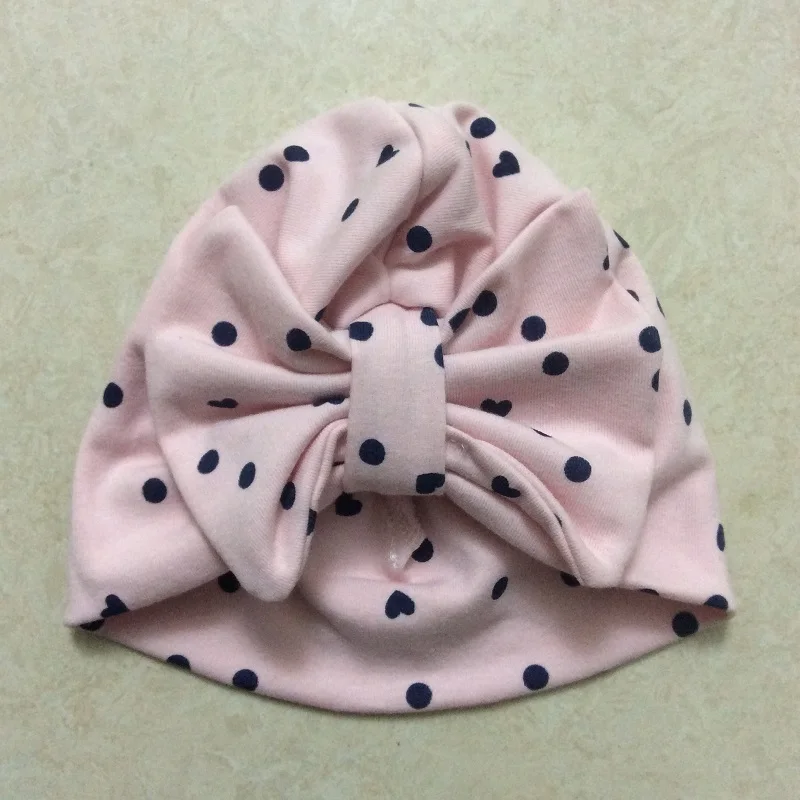 pink dot Детские Кепки хлопок большой бант; шапка для малышей; для девочек 2 Слои бабочка Индии с головным убором Детские Кепки s Зимняя Детская Шапки - Цвет: pink dot
