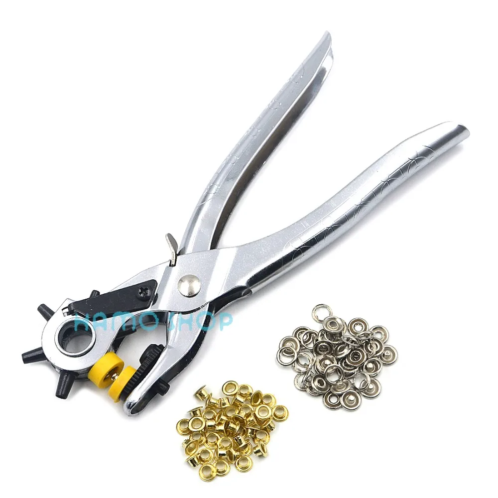 

3in1 Leather Plier Punch Tool Hole Eyelets Snap Belt Setter Grommet Press Set