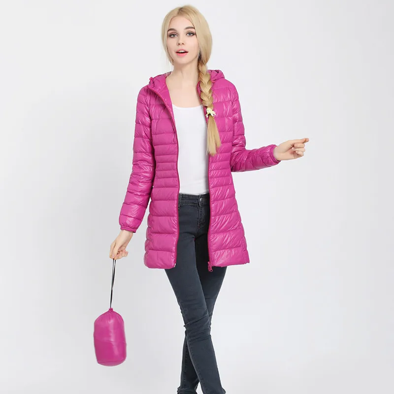 COMLESS, 9 цветов, 4XL-6XL, Женский Повседневный длинный плащ, на молнии, для женщин, весна, осень, с капюшоном, женский модный пуховик, пальто s - Цвет: RoseRed