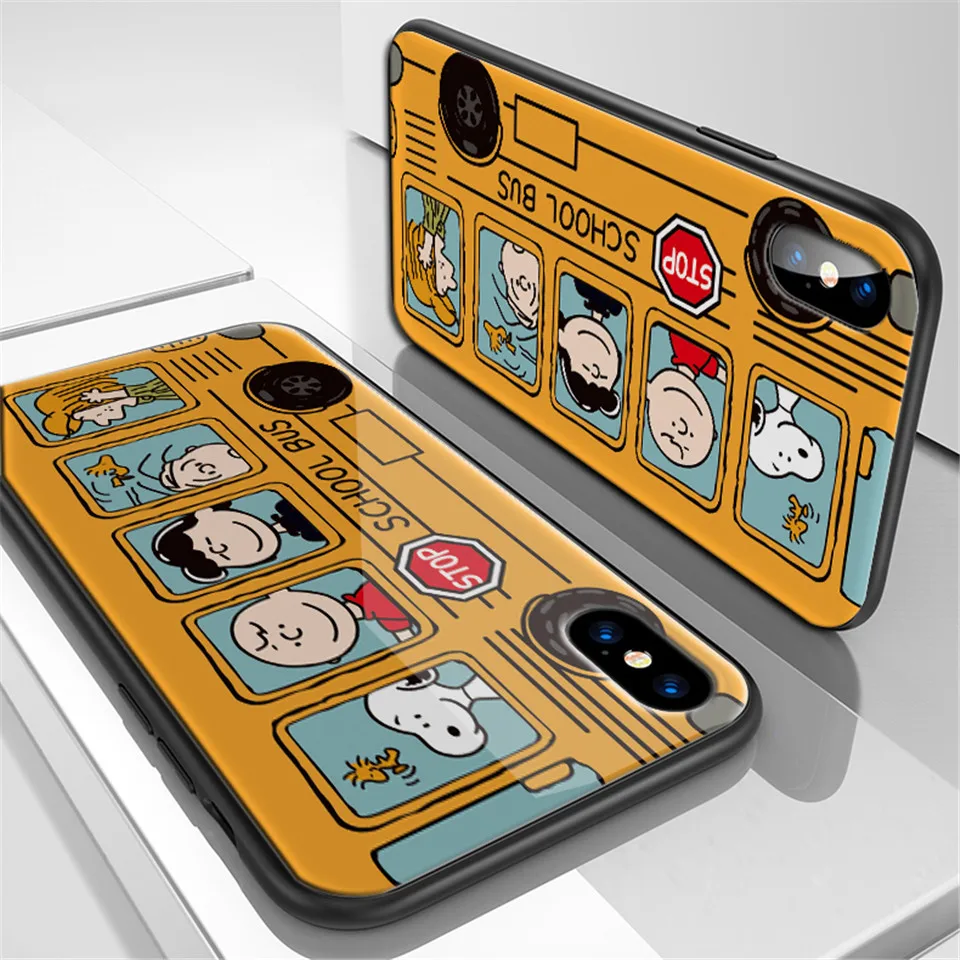 Популярные весело желтый цвет автобус закаленное стекло для iPhone X 8 7 6 S плюс