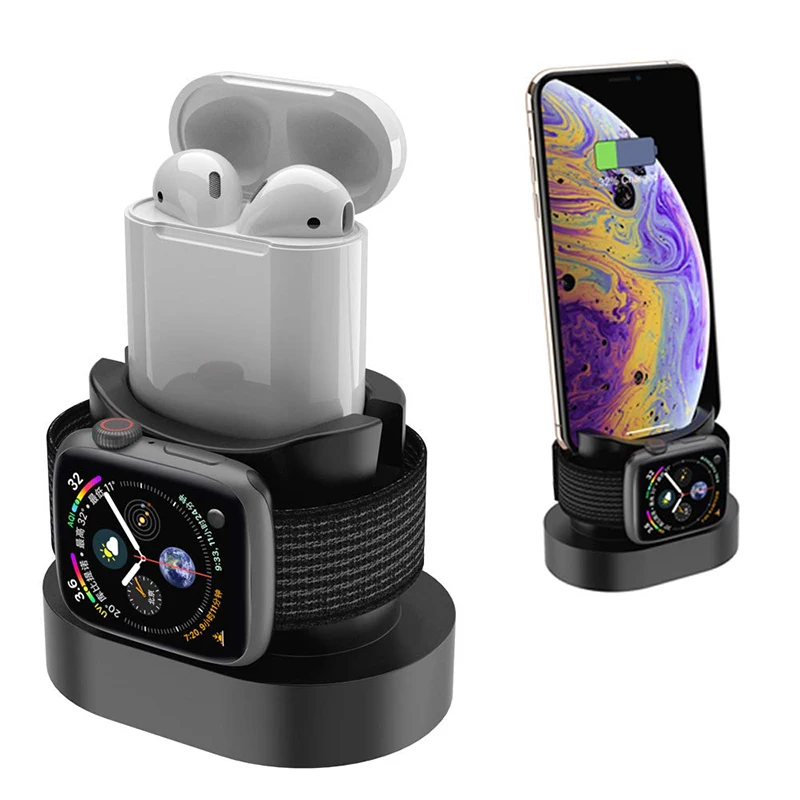 Зарядная база 2 в 1 для IPhone X XS XR Apple Watch 4 3 черная/белая|Подставки и держатели| |