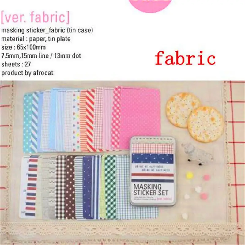 fabric 27 листов/мешок DIY милые Kawaii бумажные маскирующие наклейки набор канцелярские офисные школьные принадлежности для дневника альбом Скрапбукинг студента - Цвет: fabric