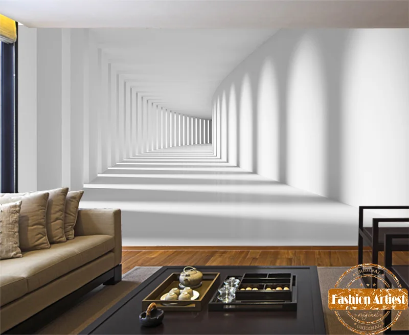 Современные Настенные 3D обои на заказ туннели с подсветкой и тенью для космоса
