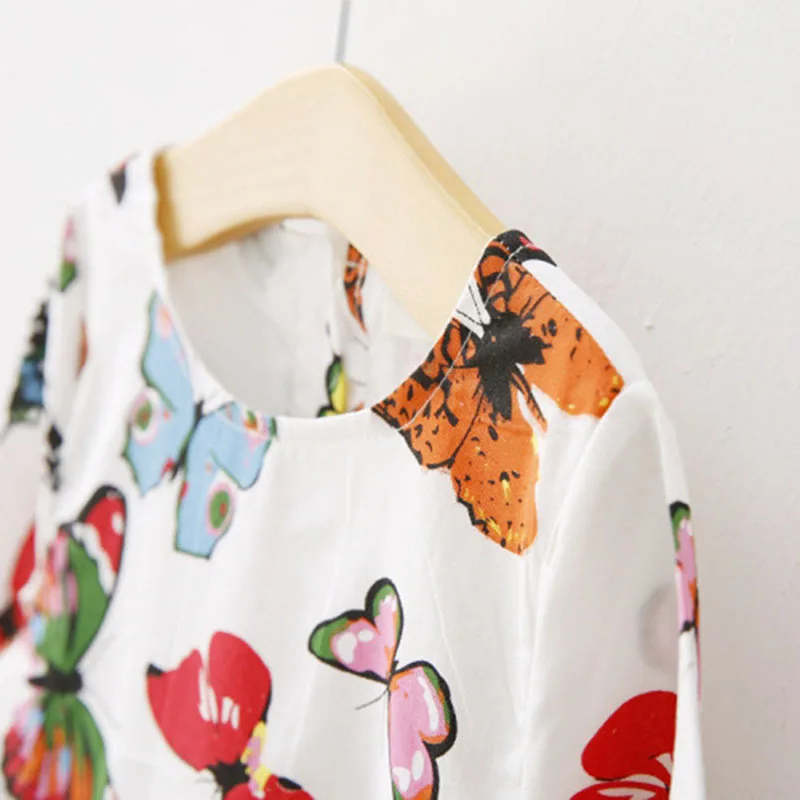 Стильное детское платье-туника платье с длинными рукавами и принтом в виде