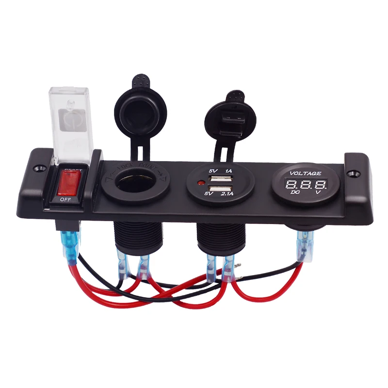 WUPP 12V выключатель панель двойной 5V 1A 2.1A USB выход зарядное устройство Порт