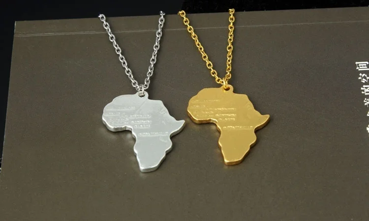 Кулон Карта Африки ожерелье африканская страна цепь ювелирные изделия золотой и