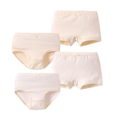 4pcs yellow 4 шт./упак. Детские трусы, нижнее белье для детей в полоску; нижнее белье для маленьких девочек хлопковые трусы Повседневное подростковые плавки трусы-боксеры для девочек - Цвет: 4pcs yellow