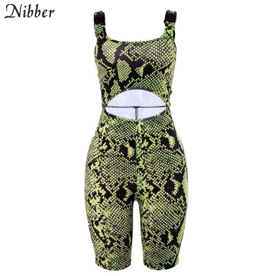 Nibber Лето змеиный принт полый стрейч комбинезон женский high street Active Wear2019 модный базовый повседневный уличный комбинезон mujer