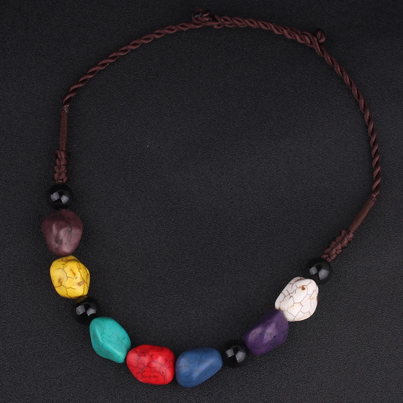Женское богемное ожерелье с камнями винтажное разноцветными | Украшения и