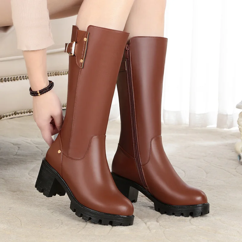 SONDR/Плюшевые высокие сапоги резиновые на платформе botas mujer invierno Цвет черный