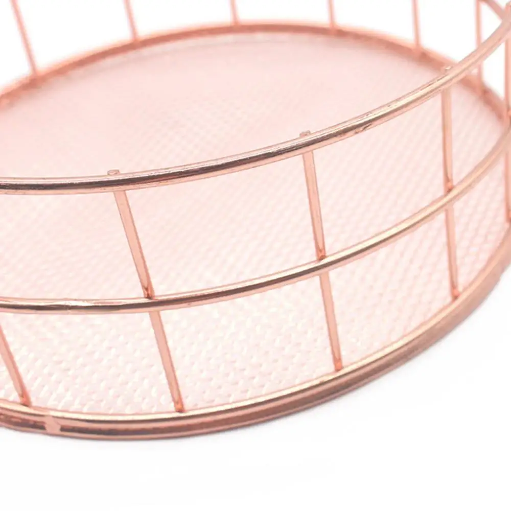 Nordic Style Rose Gold Metal Wire Storage Basket Cosmetic Organizer Holder Home Office Desk Toiletry Collections Bathroom Shelf | Дом и сад