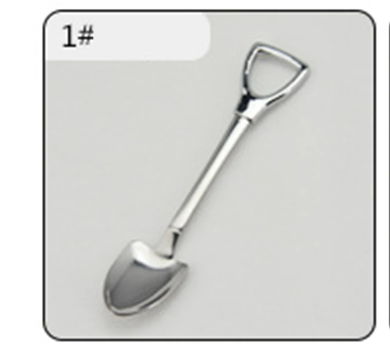 Silver spoon 19.2cm Новинка, креативная ложка из нержавеющей стали в форме лопаты для чая, кофе, сахара, ложка для мороженого, десерта, посуда, посуда - Цвет: Silver spoon 19.2cm