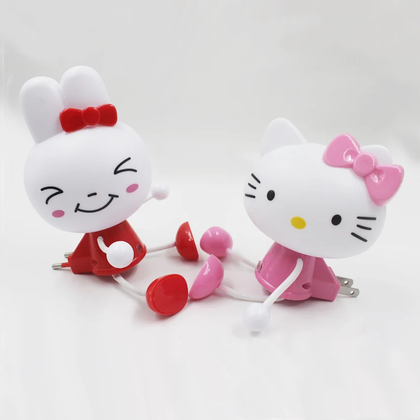 IKVVT светодиодный ночник AC220V Hello Kitty с вилкой ЕС и США для спальни дома декоративный