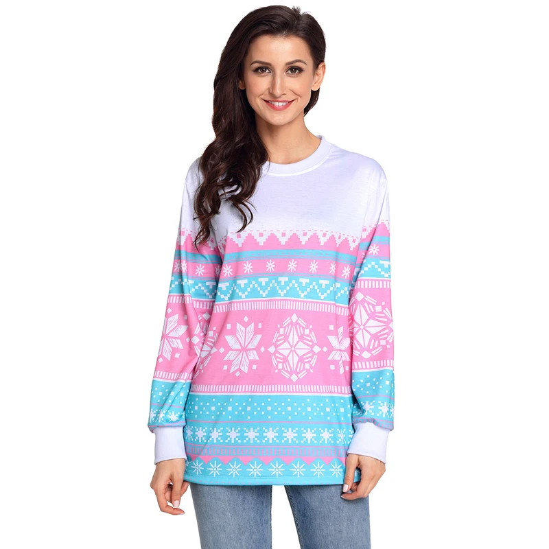 Осенне-зимний свитер длинный 2018 Женский Национальный принт Повседневный плотный