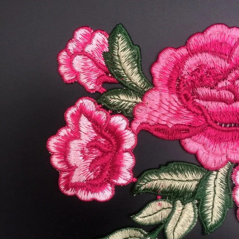 Новинка розовая нашивка цветы пиона вышитые железные нашивки для одежды платья
