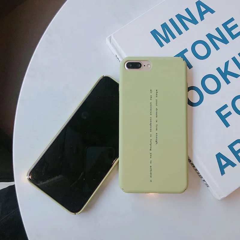 Japanese matcha tea green Simple letter Retro phone case for coque iPhone 7 plus 8 6s matte iphone cover X XR XS | Мобильные