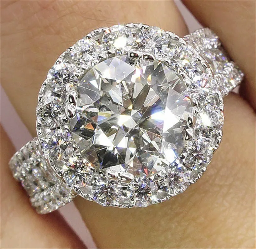 New Fashion Princess Cut Big White Zircon Silver Color Engagement Rings wedding Party | Украшения и аксессуары
