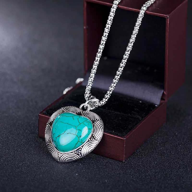 Женский винтажный комплект ювелирных изделий новый стиль 2018 в виде сердца синего