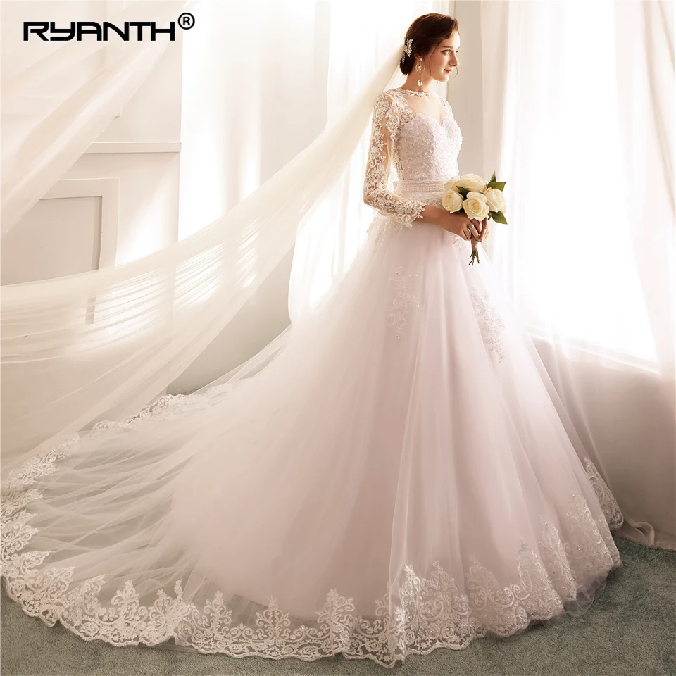 Свадебное платье трапециевидной формы Vestido De Noiva с жемчугом свадебное принцессы