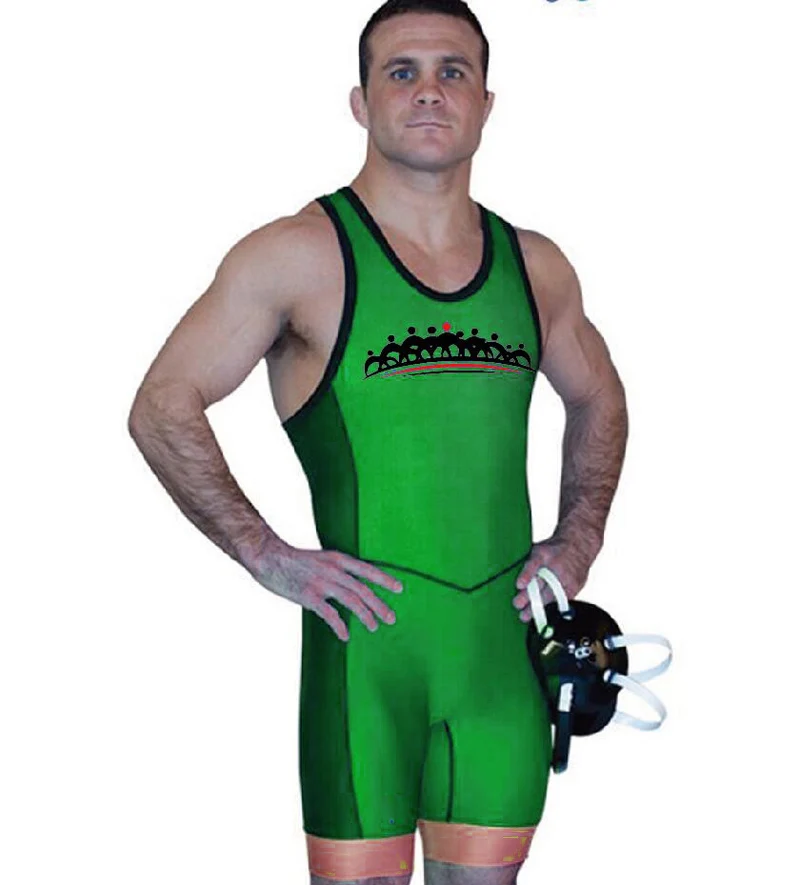 Badiace Tiger Tight Wrestling Singlet, спортивный костюм для силовой атлетики, мужские колготки, цельная Экипировка для борьбы, логотип на заказ - Цвет: Зеленый