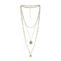 gold color hanging coin chain choker necklace female multi layered charms chokers disc pendant necklaces