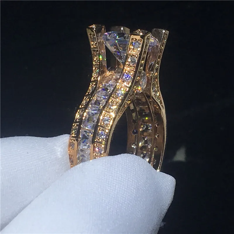 Choucong Винтажное кольцо из розового золота серебро 925 пробы 3ct AAAAA cz обручальные