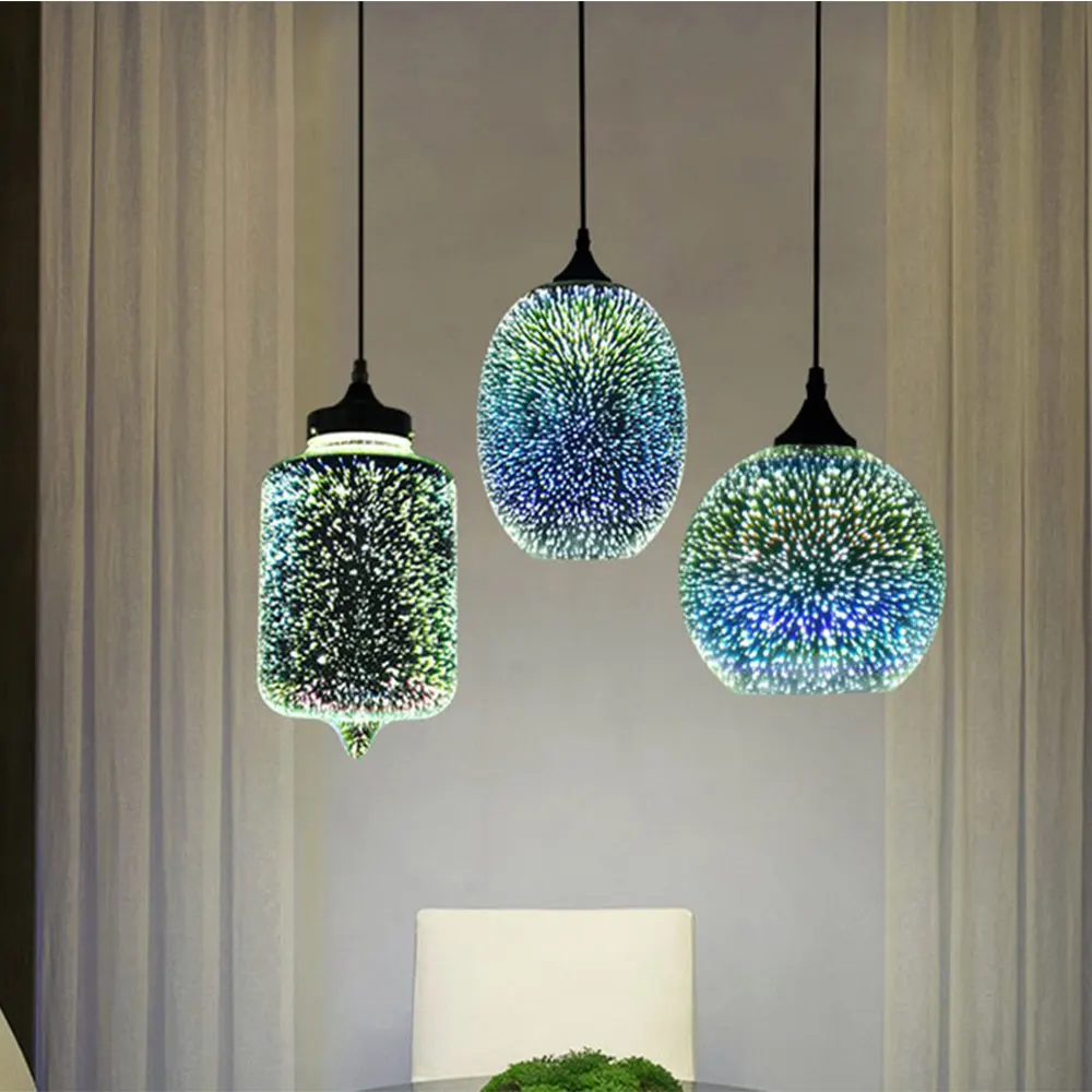 Подвесной светильник в скандинавском стиле цветной стеклянный 3d ретро для