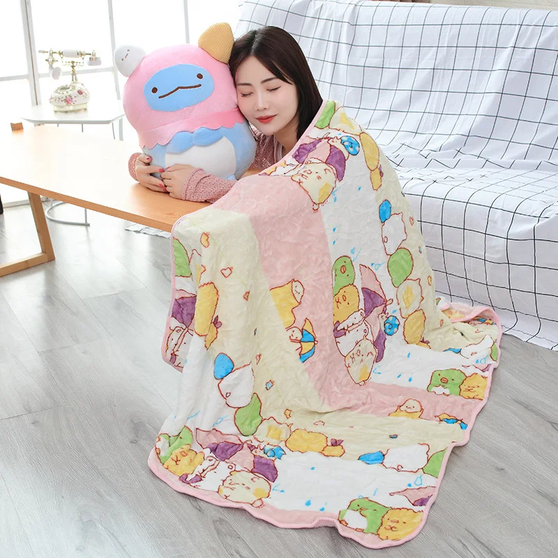 Японская плюшевая угловая био подушка Sumikko Gurashi с мягким фланелевым одеялом