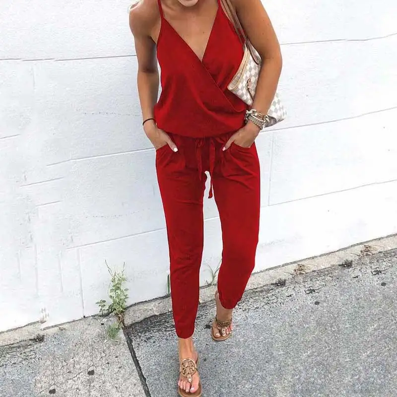 Женский сексуальный комбинезон с глубоким v-образным вырезом длинный для женщин