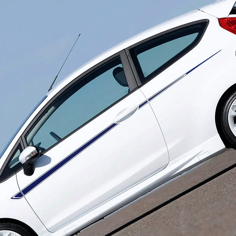 blue for side door Спортивный стиль дизайн автомобиля весь корпус ремонт высечки вырезанные виниловые наклейки и наклейки, мода автомобиль Стайлинг этикетки для ford fiesta - Название цвета: blue for side door