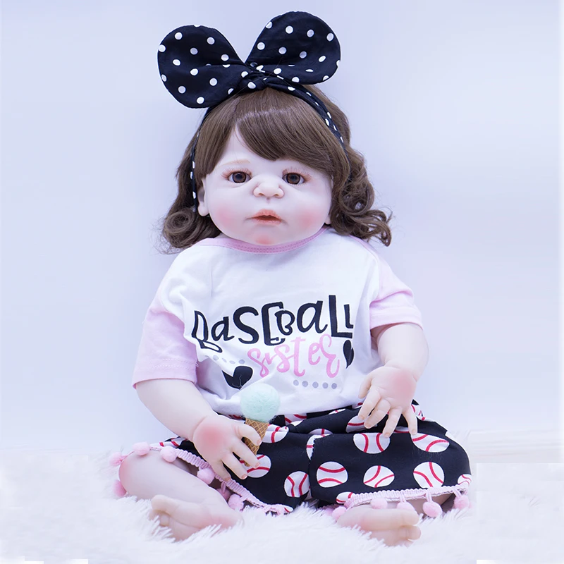 23 ''реалистичные куклы принцессы Bebes все силиконовые Reborn doll в горошек головной