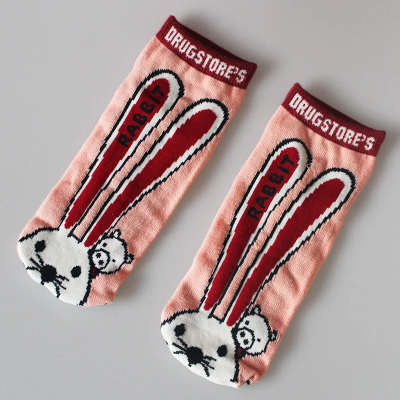 Летние модные повседневные Вязаные Носки с рисунком животных поросенка кролика