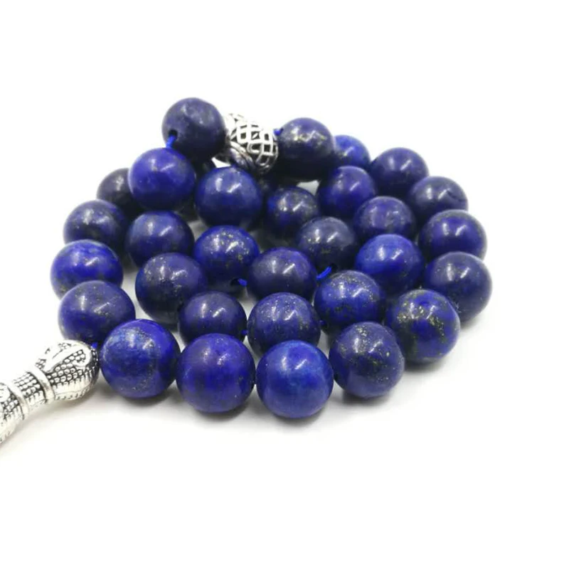 Natural Lapis lazuli Tasbih Muslim gemstone prayer beads men bracelet Blue stone misbaha rosary arabic fashion Eid gifts ramadan