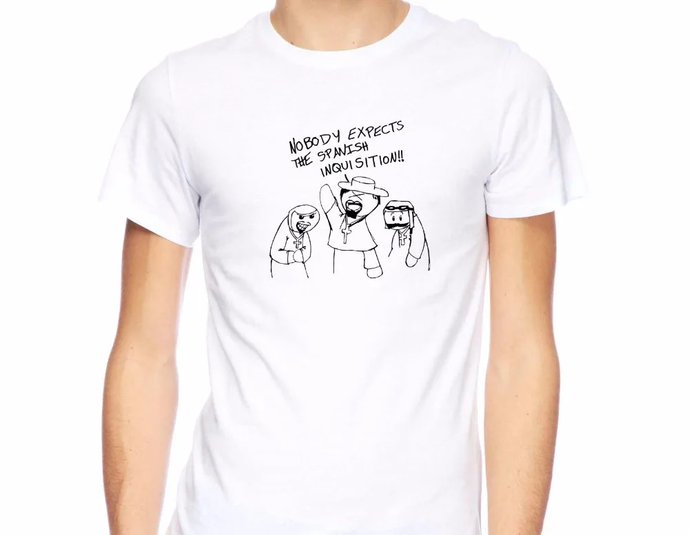 

2019 summer cotton man hip hop clothes nobody looking forward to Spanish trial T-shirt Monty Python fun dragon Tee shirt