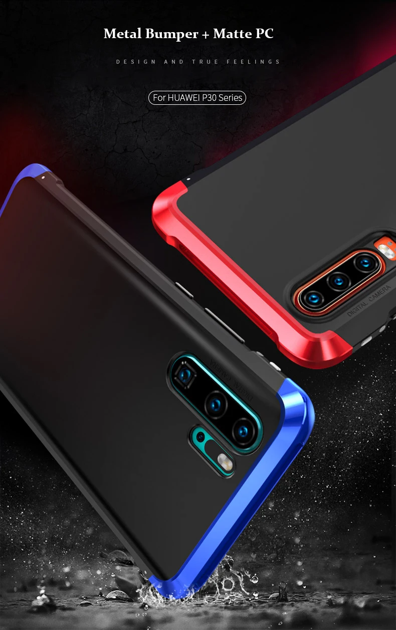 Алюминиевый металлический бампер чехол для телефона для huawei P30 P30 Pro чехол Роскошный 360 Полный армированный Матовый PC чехол рамка Honor 20 20 Pro чехол s