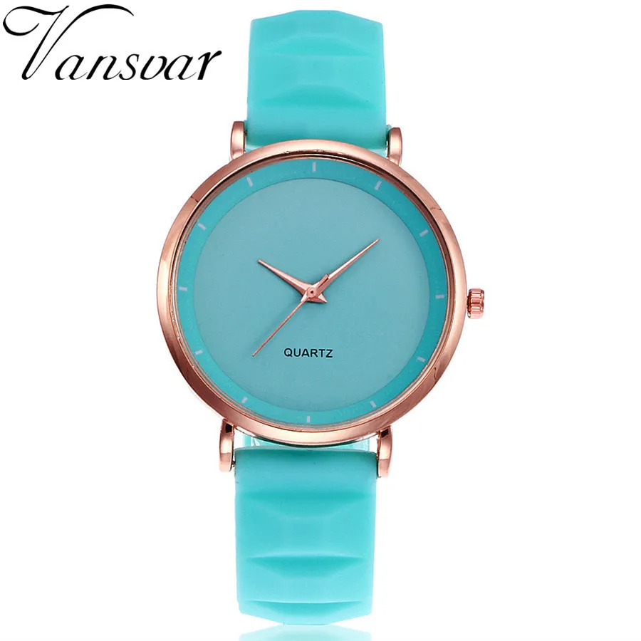 mint green Vansvar модные желе женские часы на силиконовом ремешке Роскошные Брендовые повседневные женские кварцевые часы наручные часы Montre Femme - Цвет: mint green