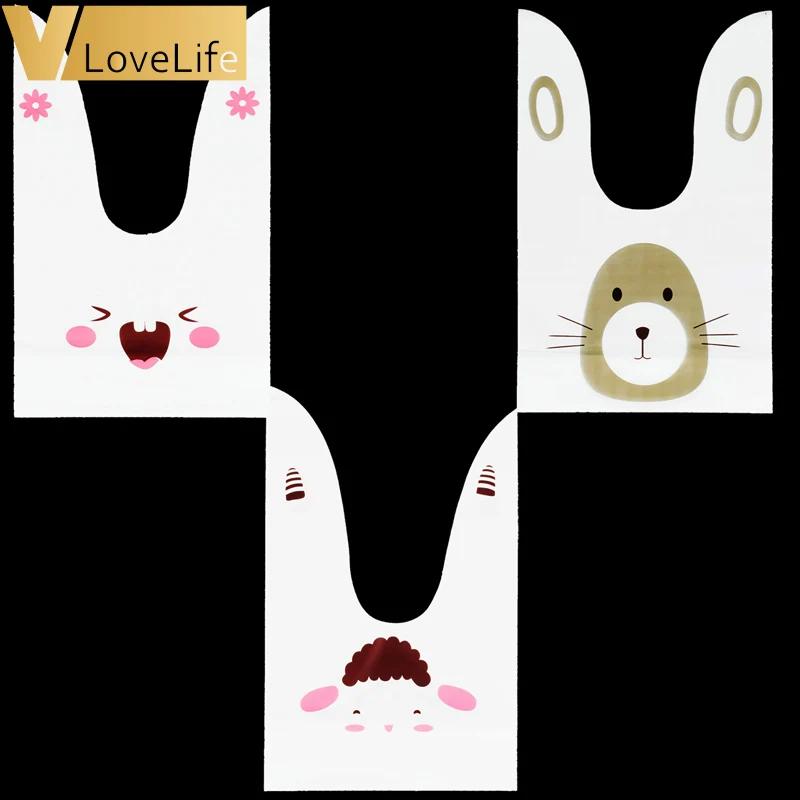 50 шт./лот кролик печенье пластиковые сумки длинное ухо Конфеты Подарочная сумка