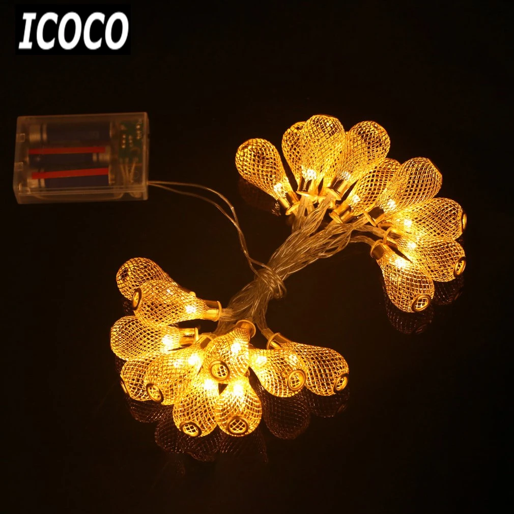 ICOCO 20 LED Water Drop Shape Hollow Battery Powered String Light 3 AA Batteries for Wedding Party Christmas Home Festival Decor | Лампы и