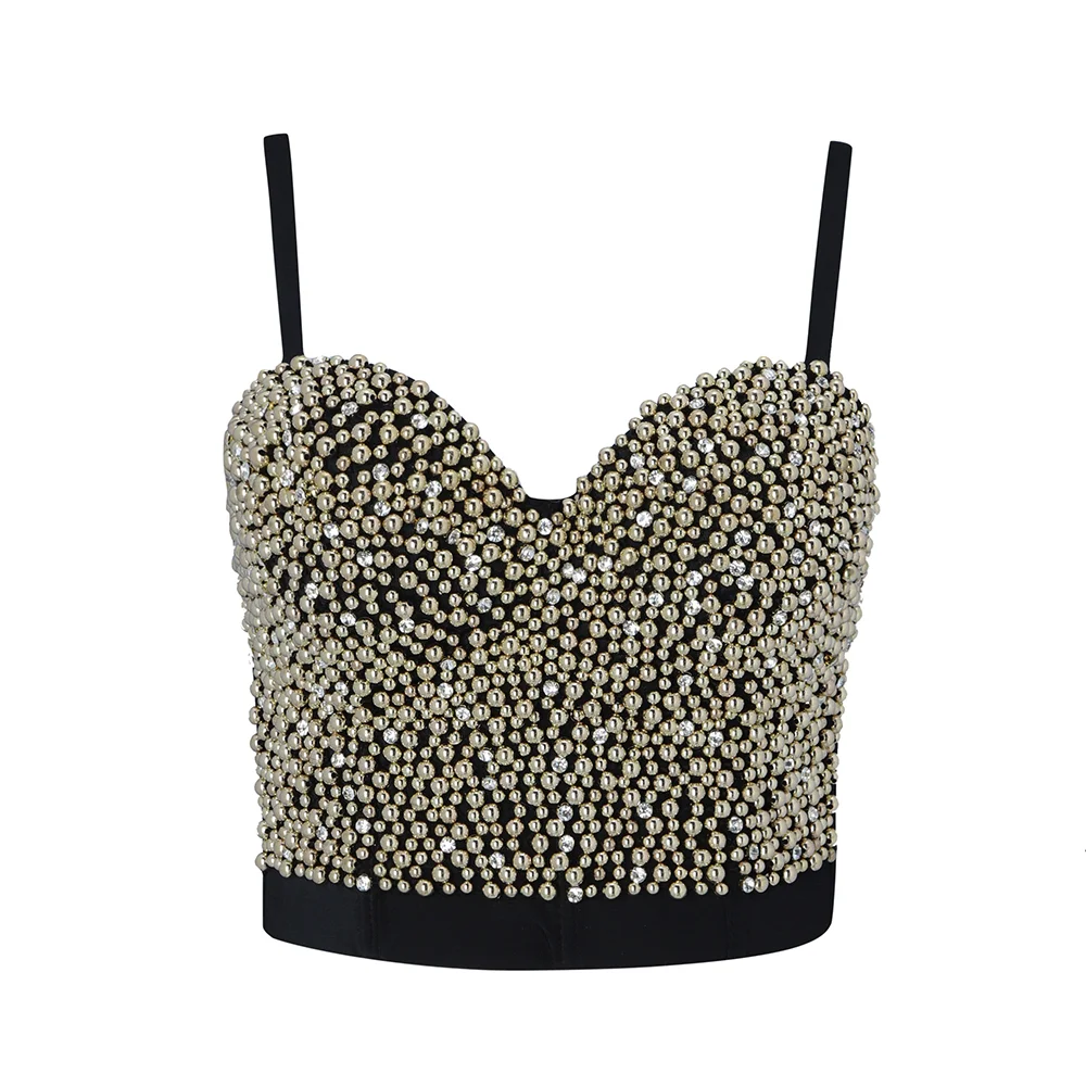 

Sexy Fashion Women Camis Tops V-Neck Beading Short Bandage Tops